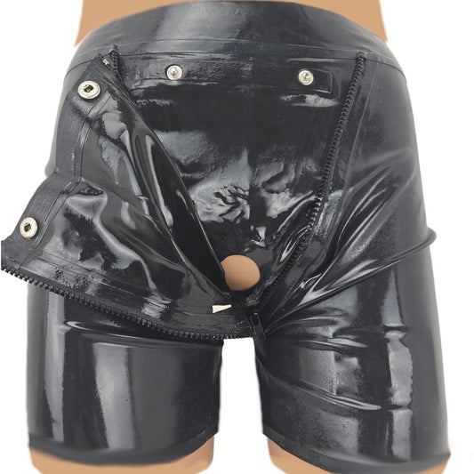 Latex Shorts kurz mit Doppel-Reißverschluss/Innenbeutel