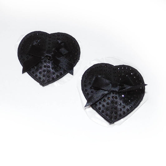 Nippelcover Herz Schwarze Strasssteinen