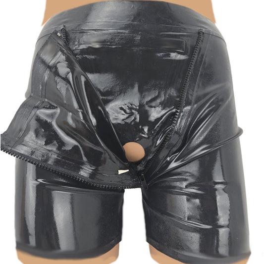 Latex Shorts kurz mit Doppel-Reißverschluss/Innenbeutel