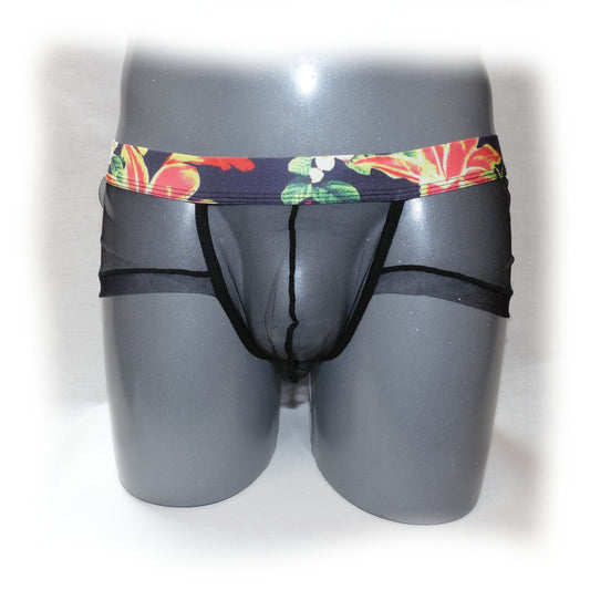 Panty For Man transparent mit mehrfarbigen Bund