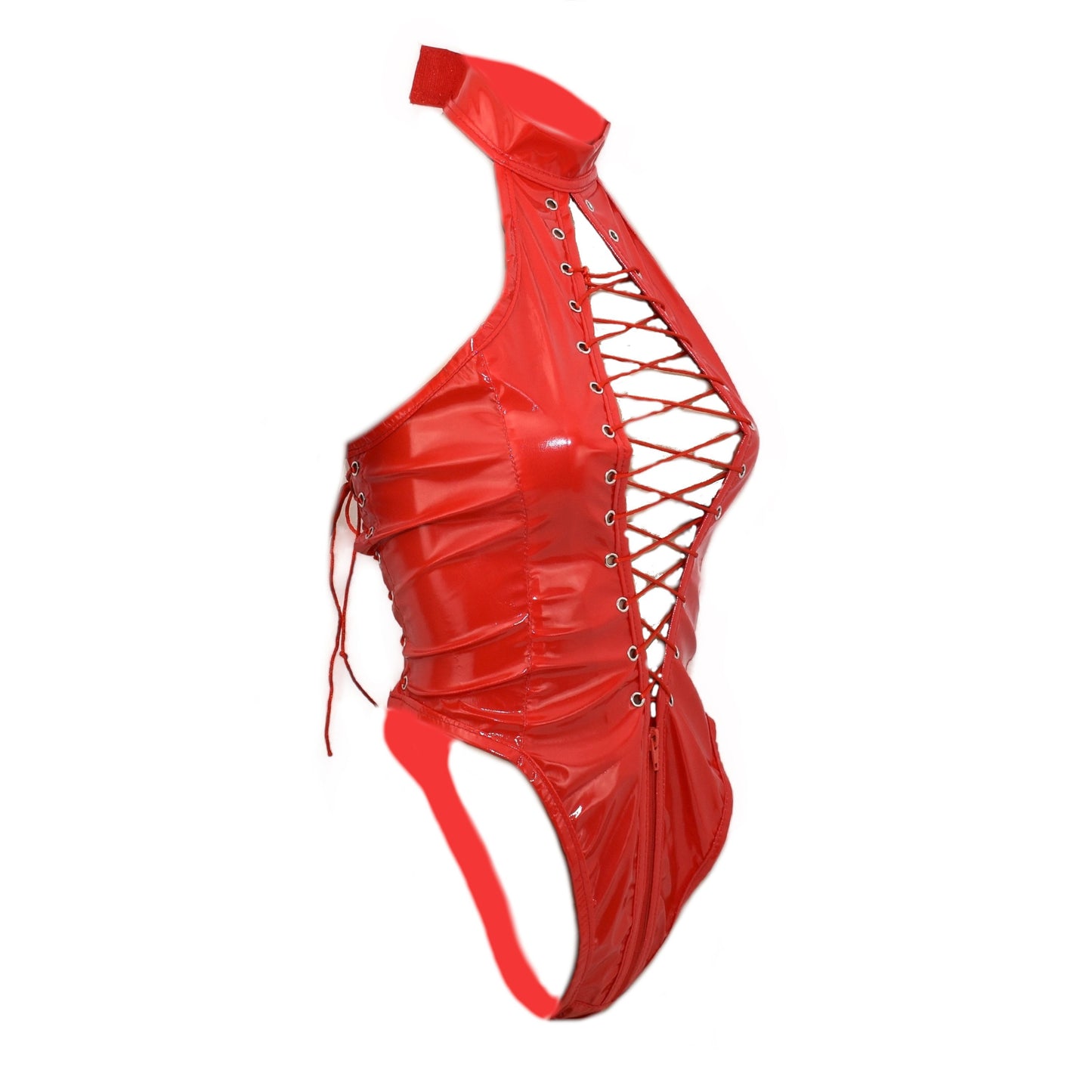 AUSVERKAUF Damen Lack Bodystring mit Reißverschluss