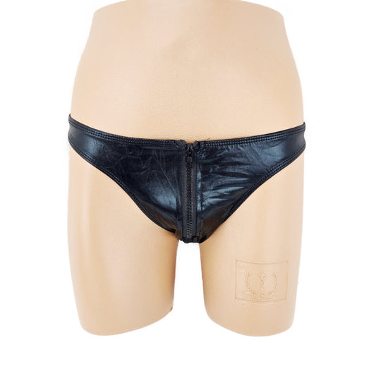 Metallic- Slip mit Reißverschluss PU-Leder