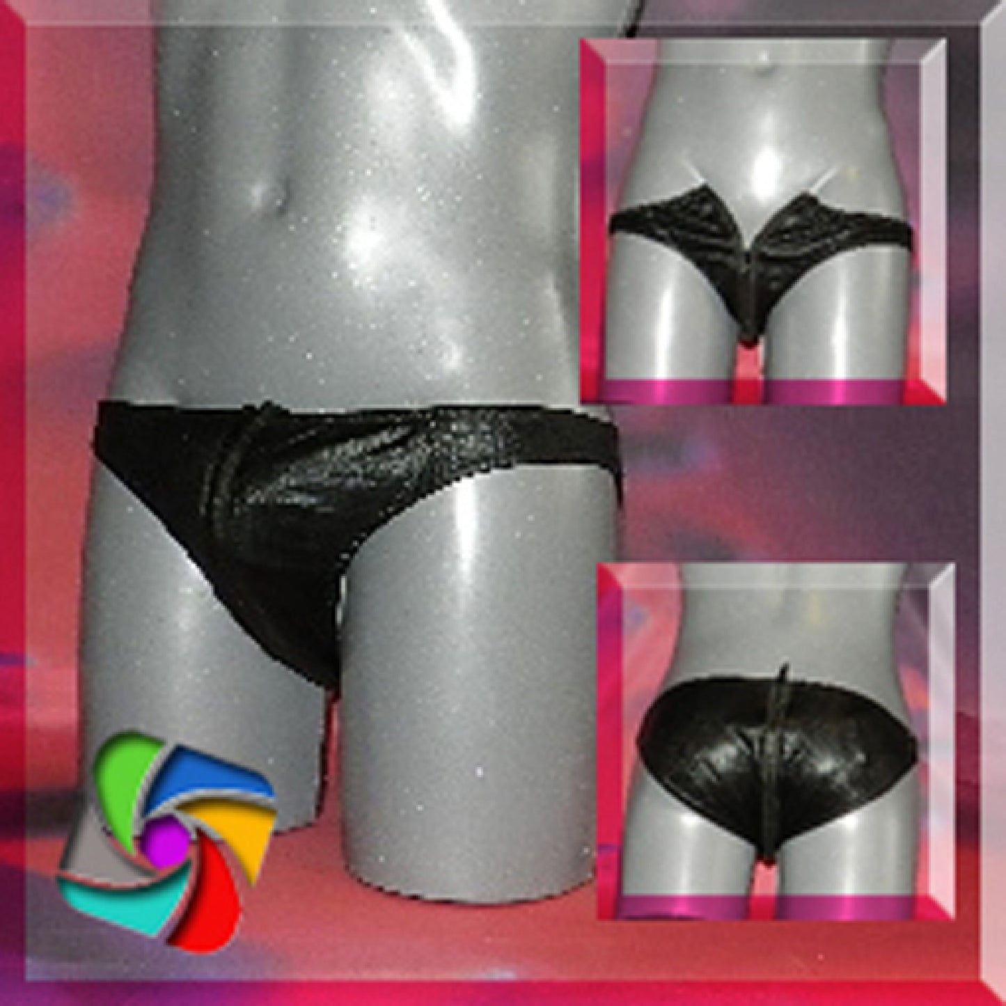 Metallic- Slip mit Reißverschluss PU-Leder