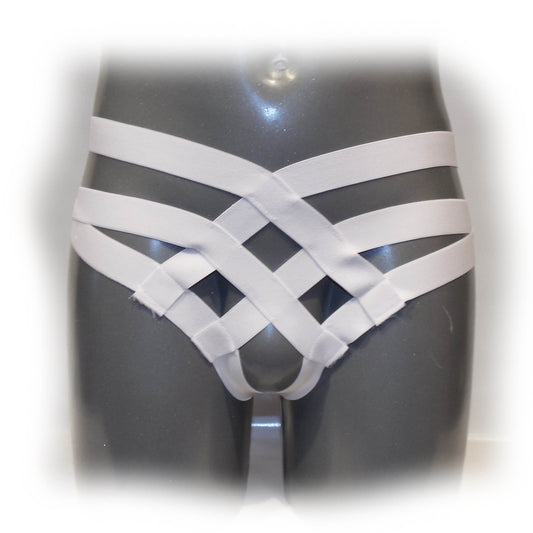 White Cage Bandage Brief Thong