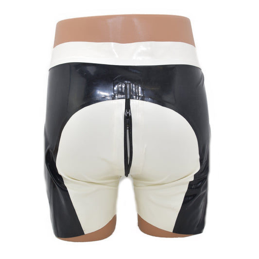 Latex Shorts mit durchgehendem Zwei-Wege-Reißverschluss