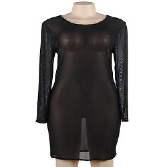 Sexy Fashion Perspective Gauze Long Sleeve Women Dress