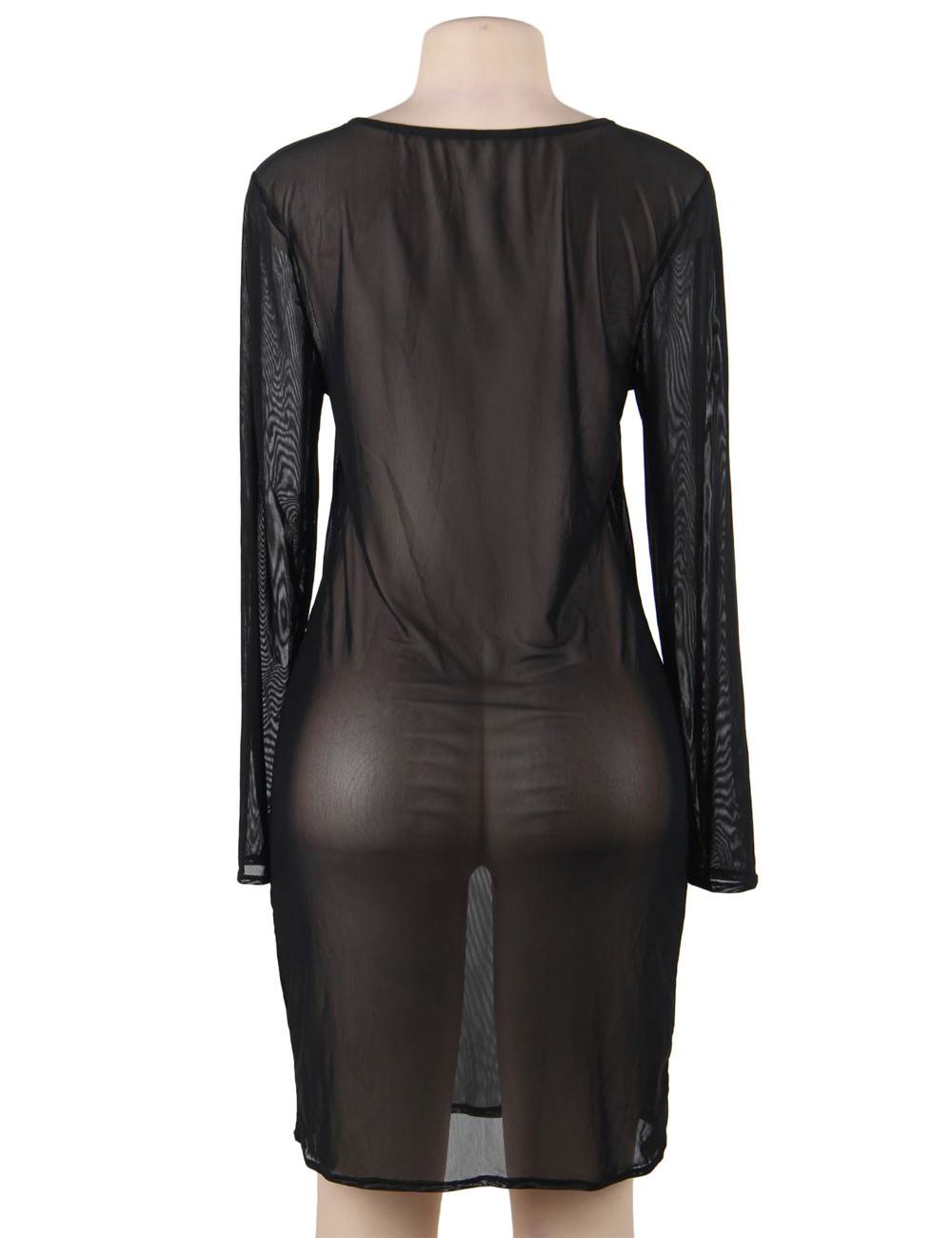 Sexy Fashion Perspective Gauze Long Sleeve Women Dress