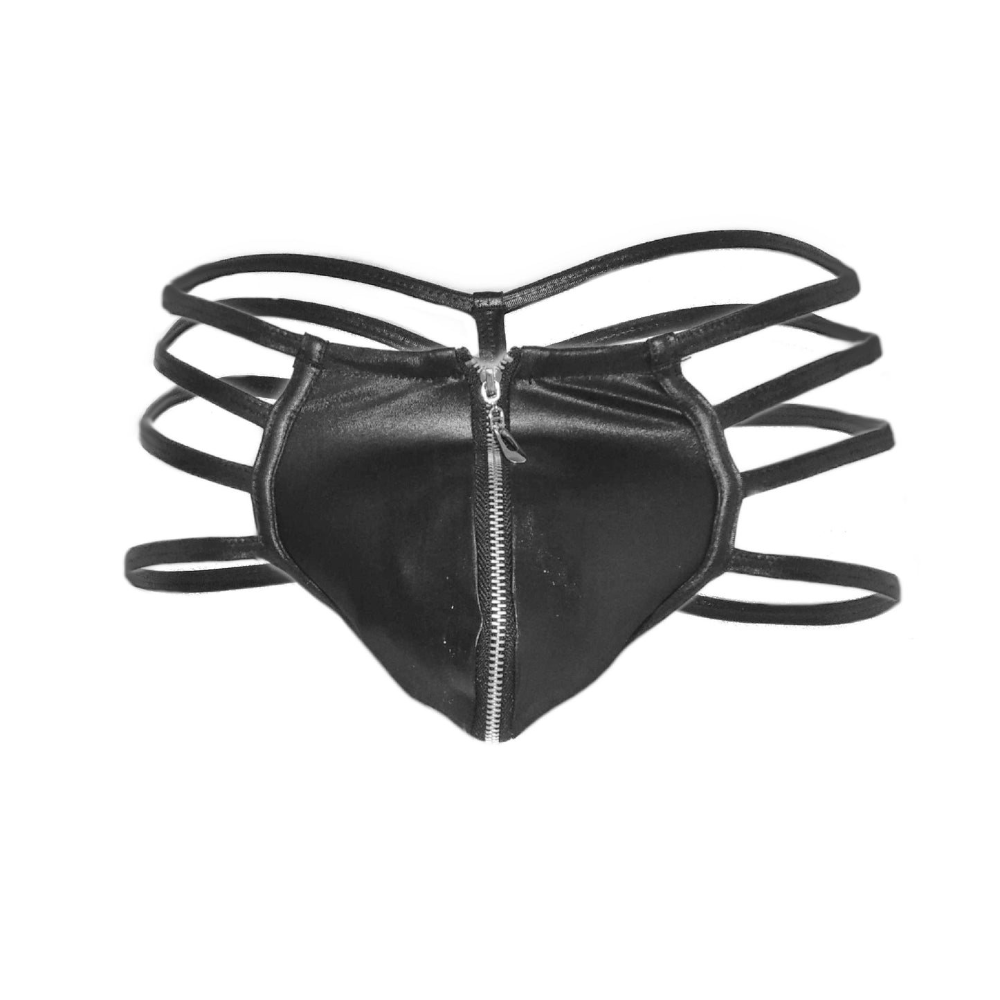 Mens Synthetic Leather Sexy Zipper Panties