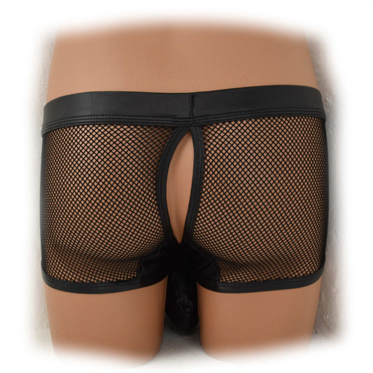 Transparent mesh underwear made of PU leather