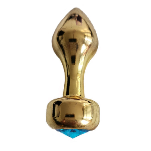 Analplug aus Goldfarbenen Edelstahl mit Schmuckstein