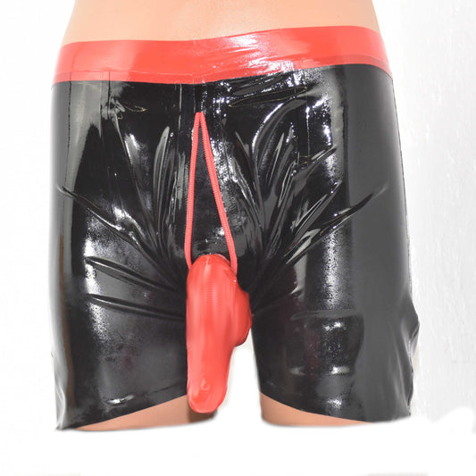 Latex Shorts mit Reißverschluss und Hülle, Hand made