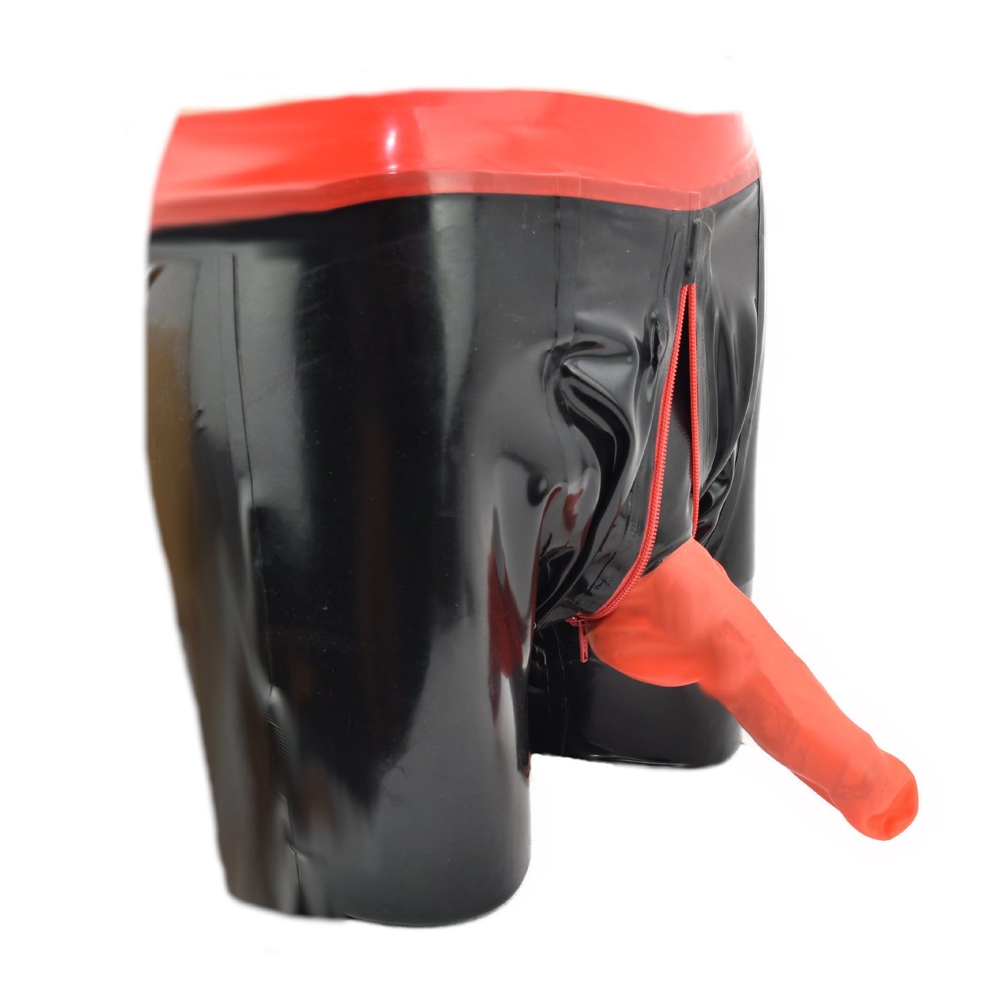 Latex shorts with zipper and pouch, handmade