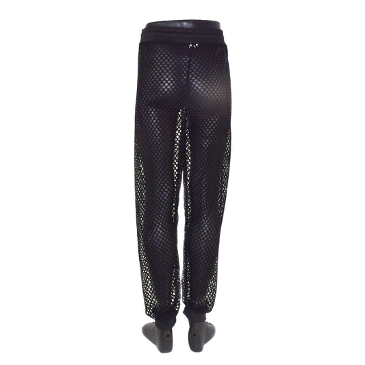 Lange Netzstoffhose mit Kordel leicht transparent