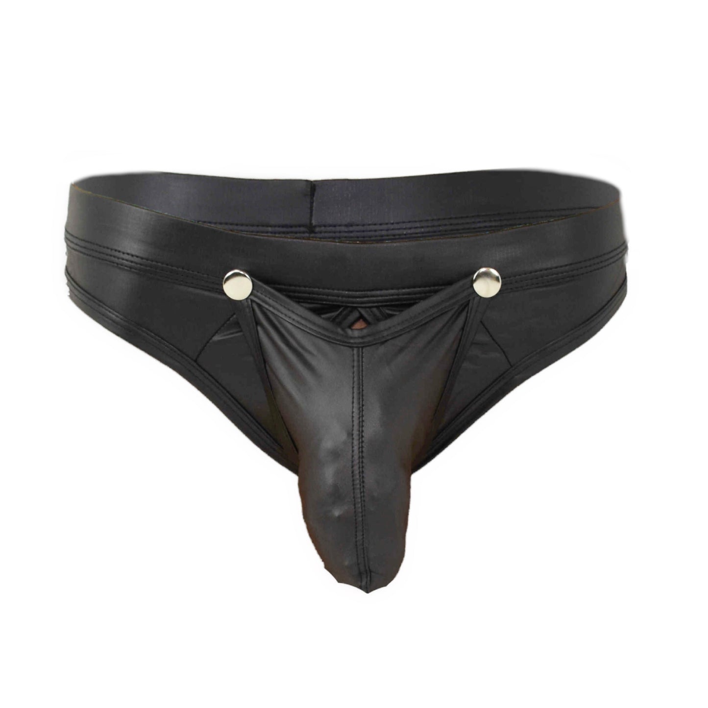 String that opens at the front with snap fasteners