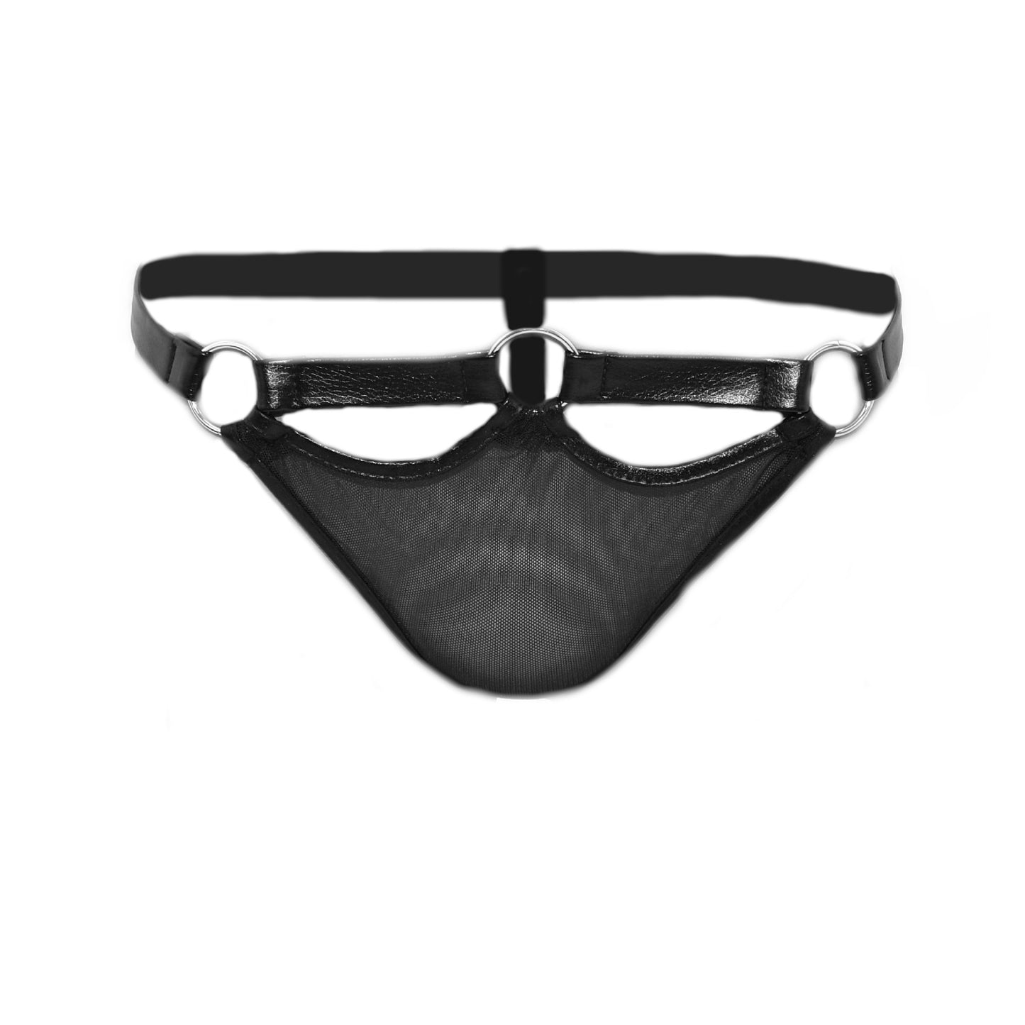 Netzstring mit Kunstlederbund Taille Max. 53 cm