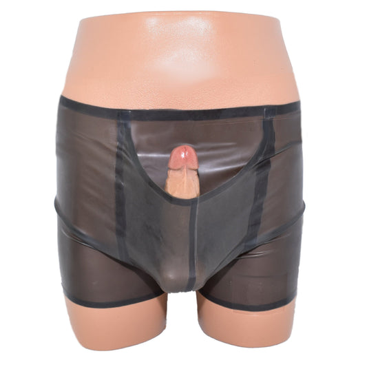 Latex transparent Shorts mit Eingriff und Innenbeutel