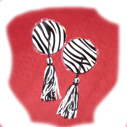 Nippel Cover rund Zebramuster mit Bommel