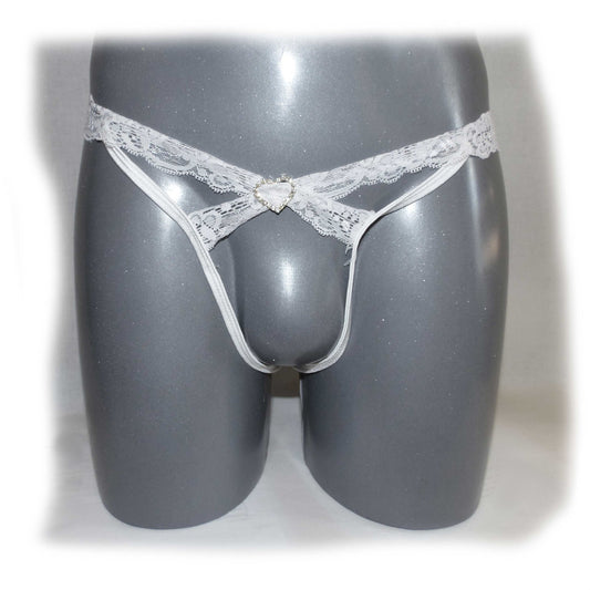 White Strappy Lace Thong