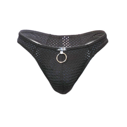 Fashion Men Low-rise Mesh Breathable Metal Hoop Ring