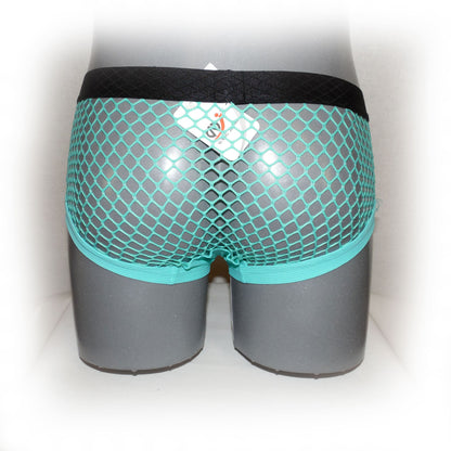 Boxer shorts with contrasting seam and mesh fabric