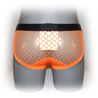 Pants with contrasting seam and mesh fabric