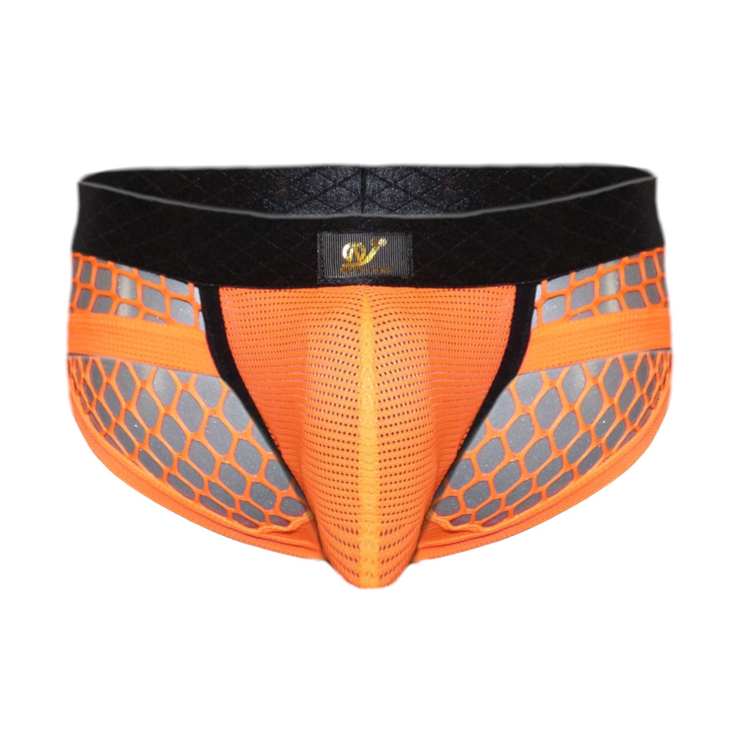 Pants with contrasting seam and mesh fabric