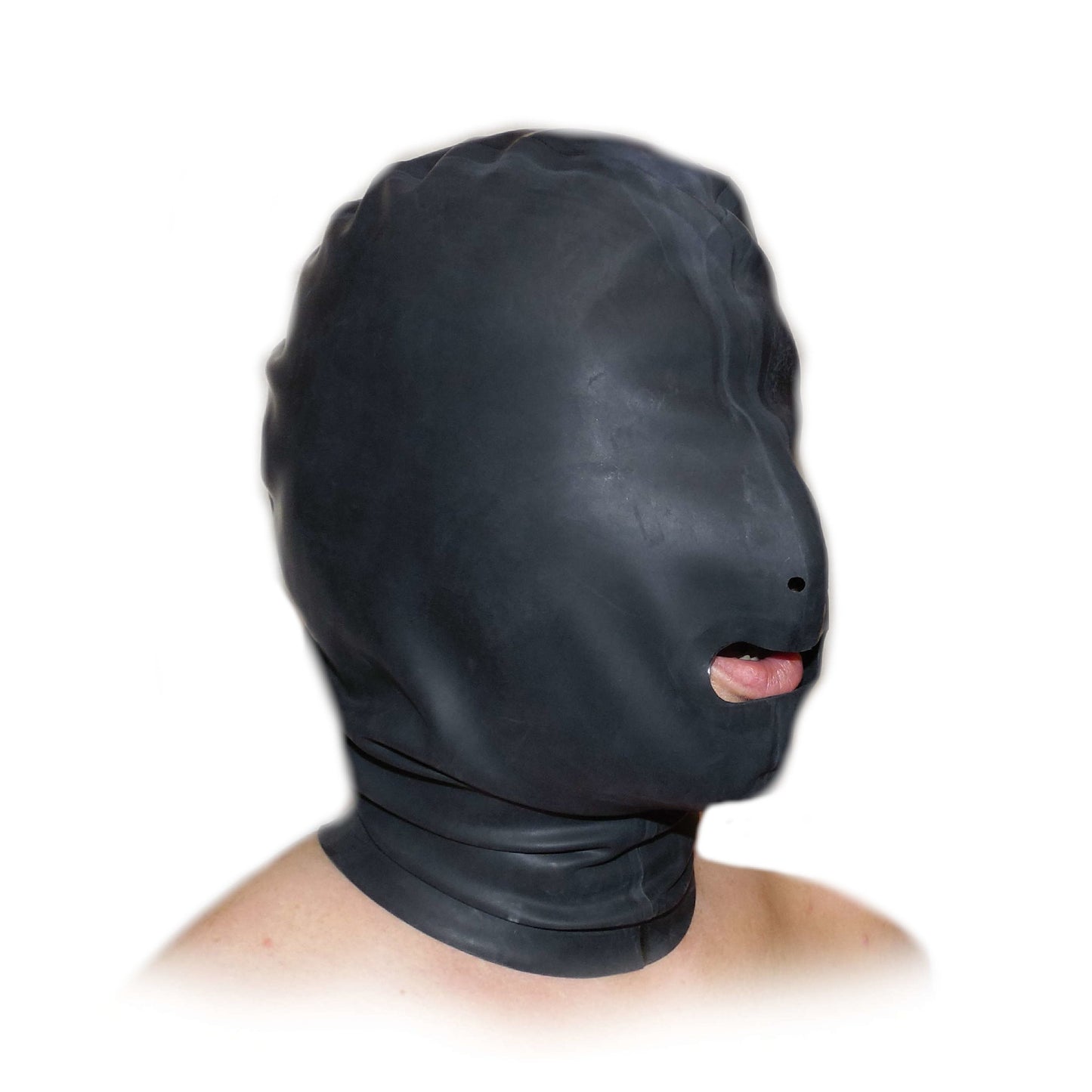 Latex Maske Mund offen Schwarz 0,4 mm