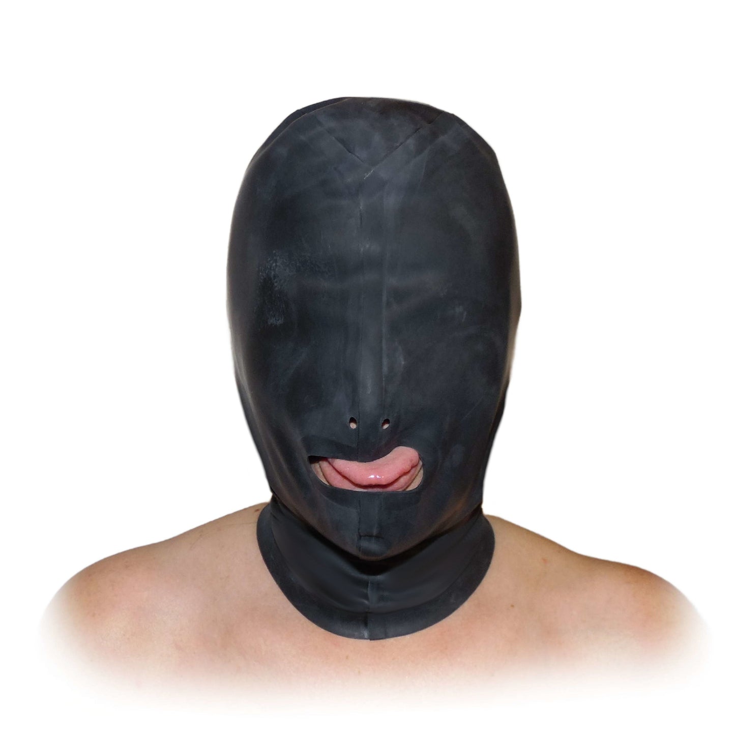 Latex Maske Mund offen Schwarz 0,4 mm