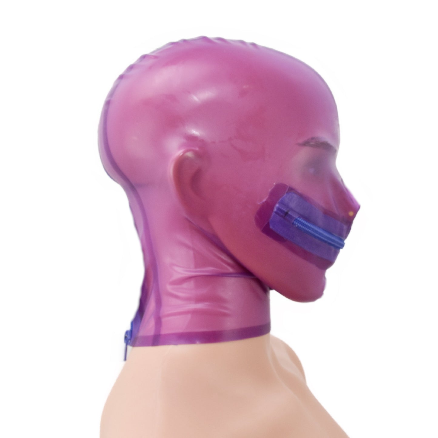 Latex Maske mit Reißverschluss transparent