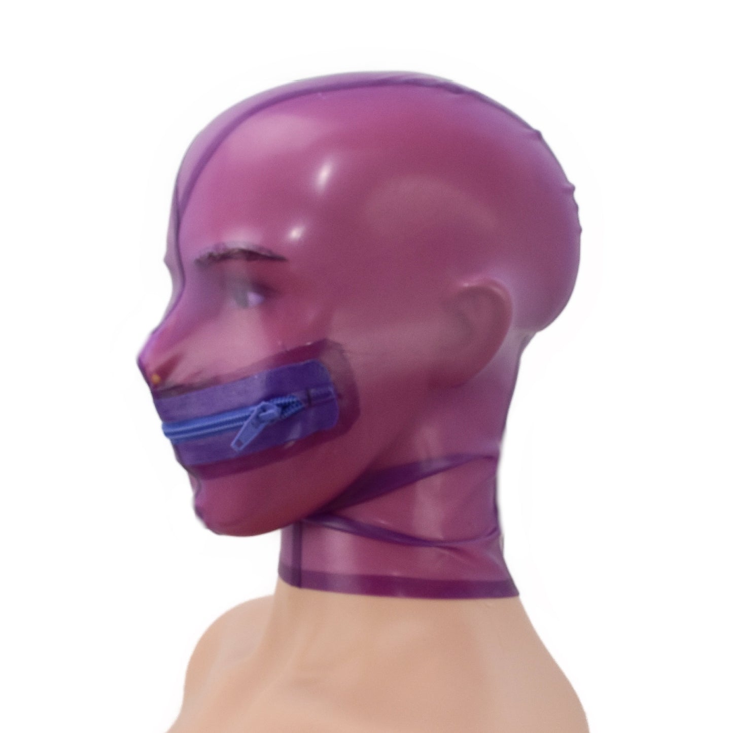 Latex Maske mit Reißverschluss transparent