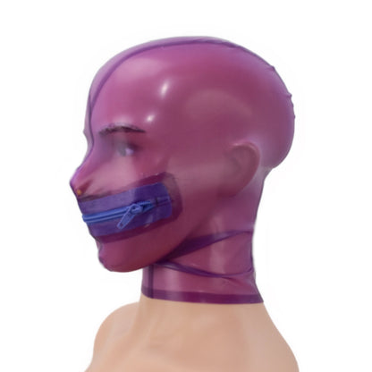 Latex Maske mit Reißverschluss transparent