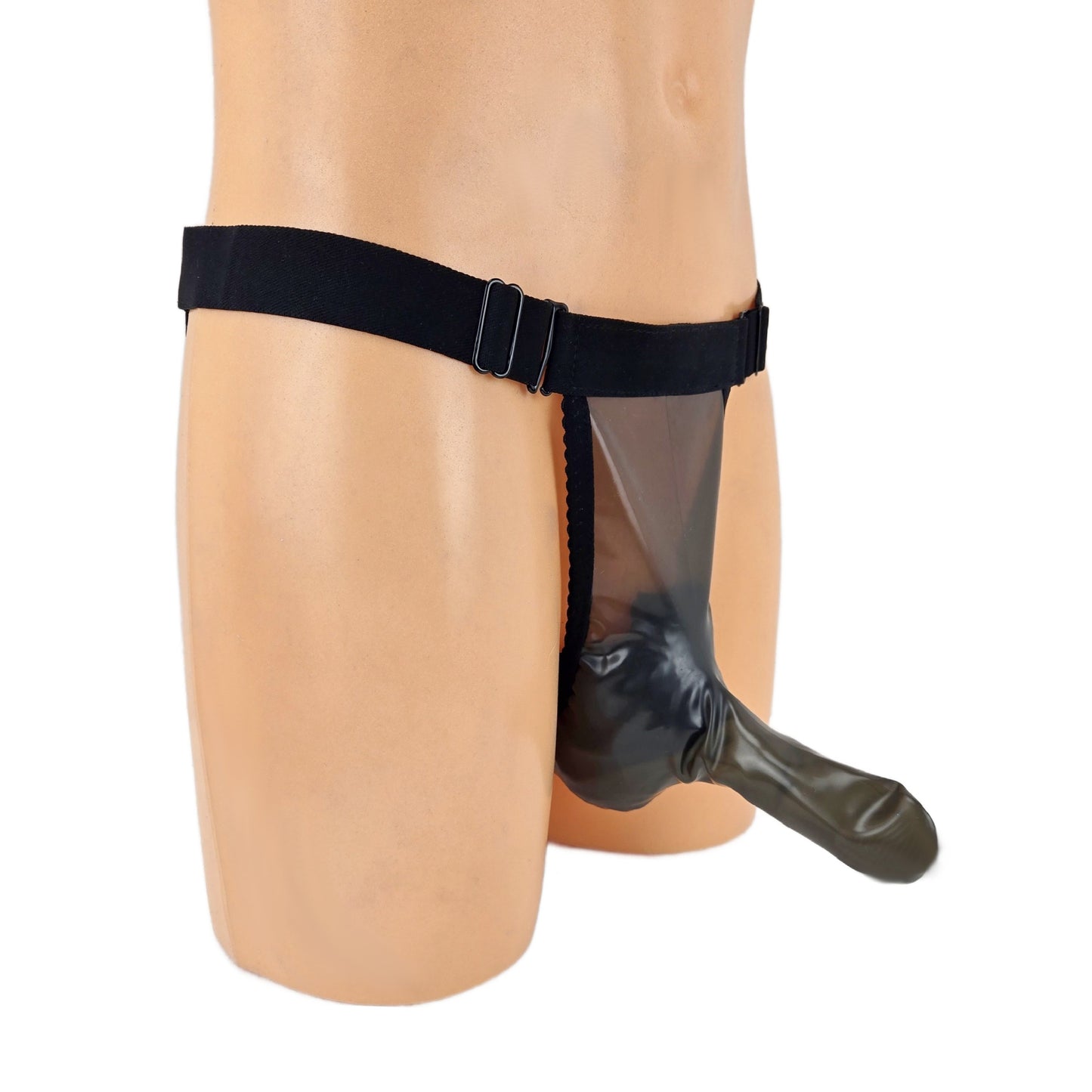 Latex Tanga Transparent schwarz größenverstellbar