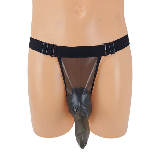 Latex Tanga Transparent schwarz größenverstellbar