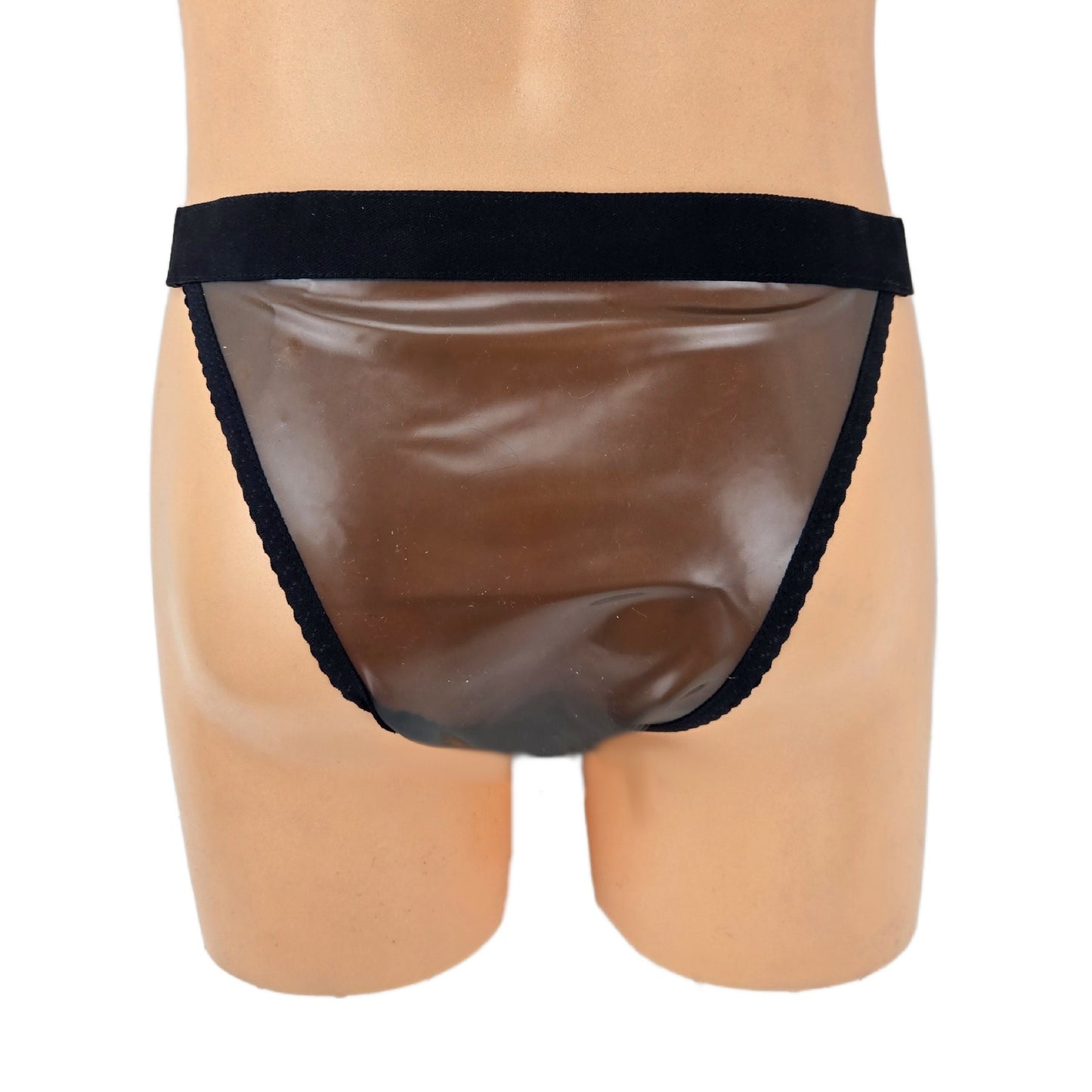 Latex Tanga Transparent schwarz größenverstellbar
