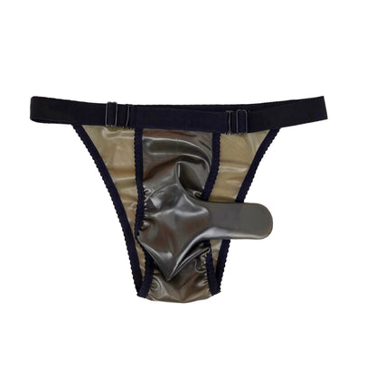 Latex Tanga Transparent schwarz größenverstellbar