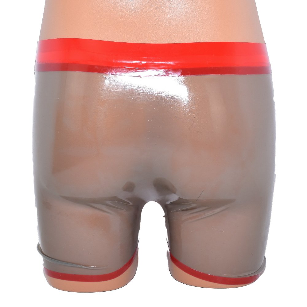 Latex Shorts - Transparent mit rotem Rand 2.Wahl