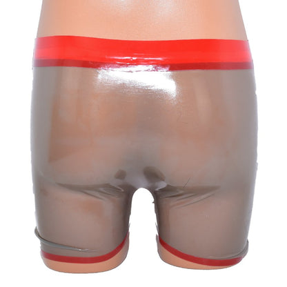 Latex Shorts - Transparent mit rotem Rand 2.Wahl