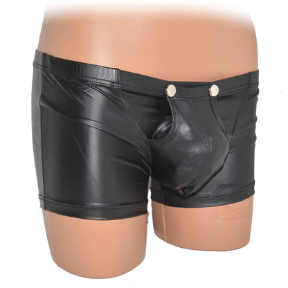 Leather boxer underwear with buckle leather