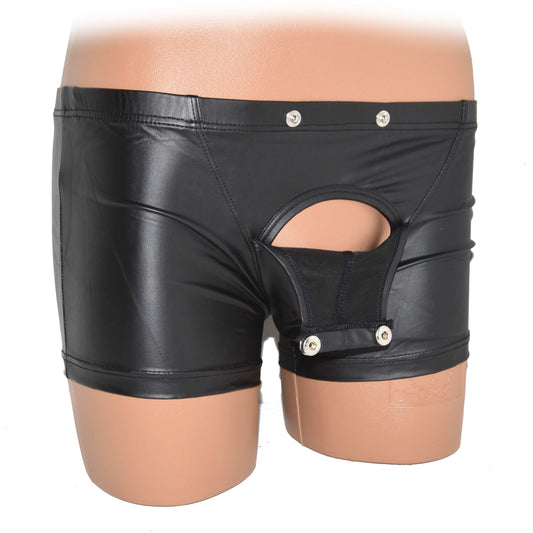 Leather boxer underwear with buckle leather