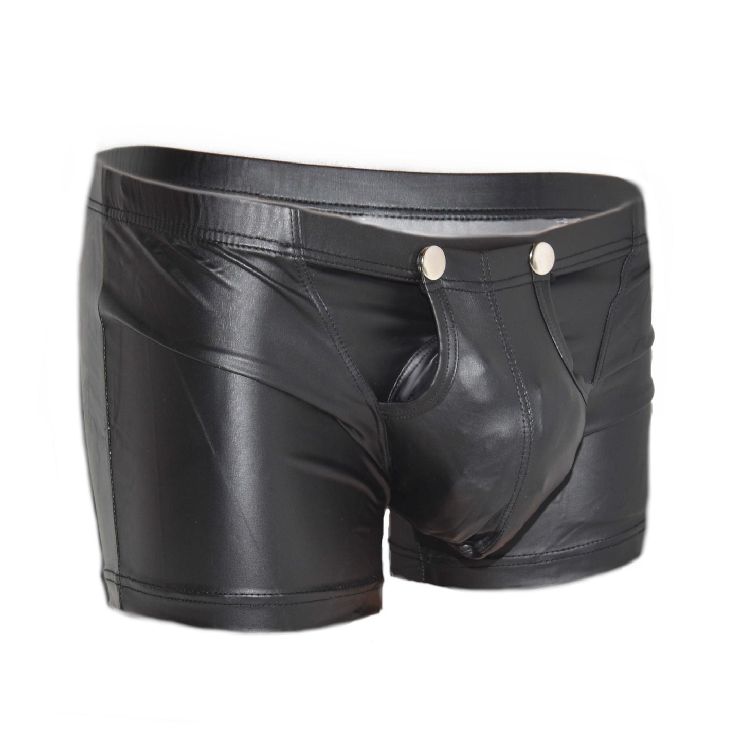 Leather boxer underwear with buckle leather