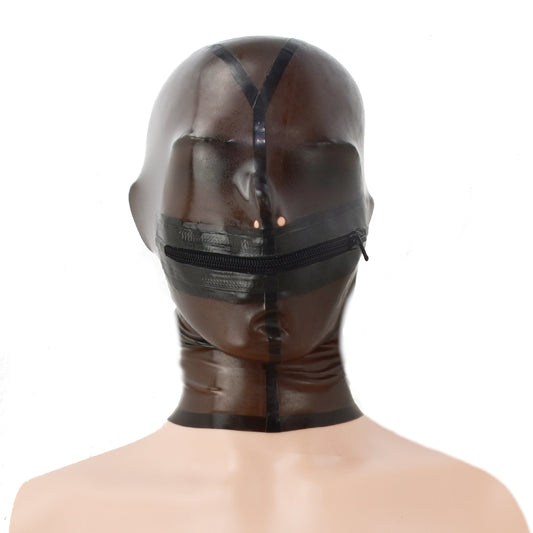 Latex Maske mit Reißverschluss transparent