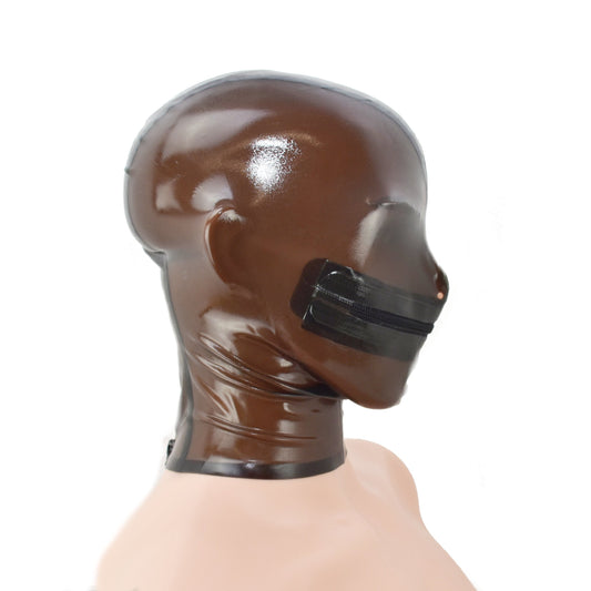 Latex Maske mit Reißverschluss transparent