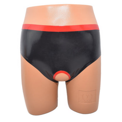 Latex Slip mit Frontöffnung und Analplug