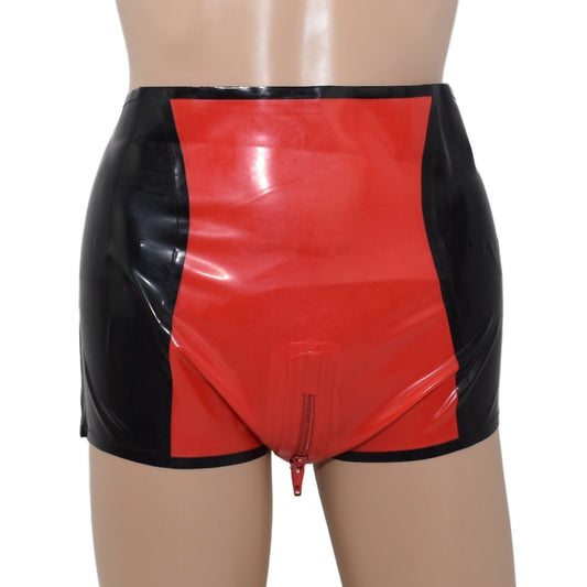 Latex Damen Hotpants Zwei-Wege-Reißverschluss