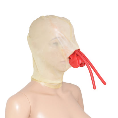 Latex Maske Mundstück und Nasenröhrchen Transparent 0,4 mm