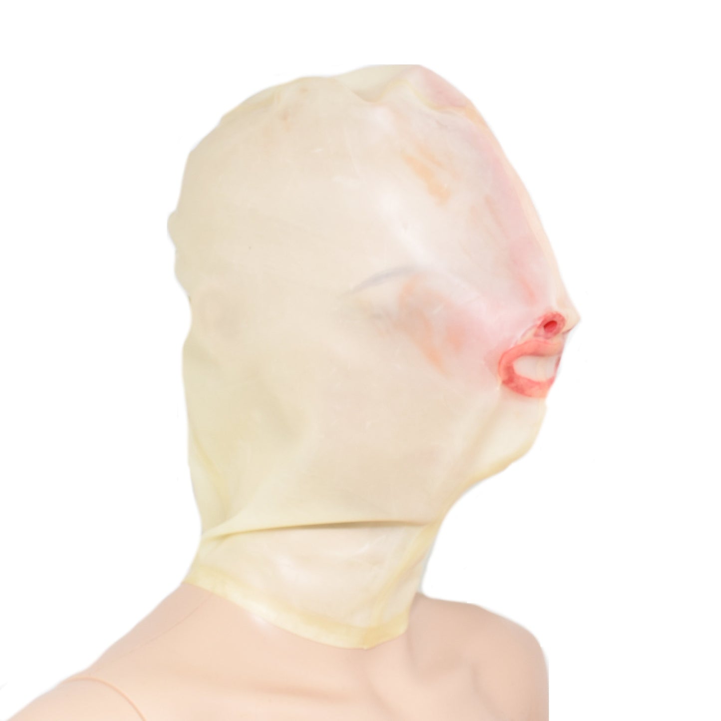 Latex Maske Mundstück und Nasenröhrchen Transparent 0,4 mm