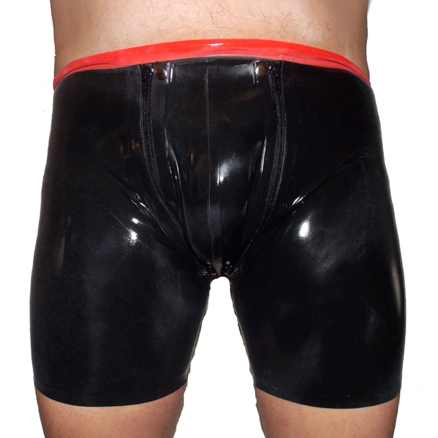 Latex Long Shorts mit Doppel-Reißverschluss/Innenbeutel