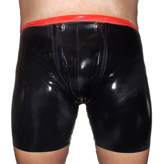 Latex Long Shorts mit Doppel-Reißverschluss/Innenbeutel