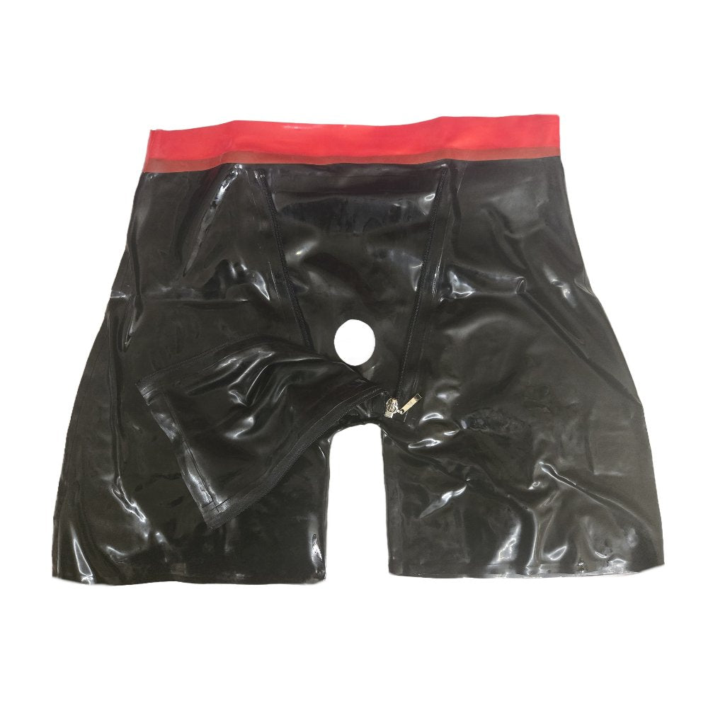 Latex Long Shorts mit Doppel-Reißverschluss/Innenbeutel