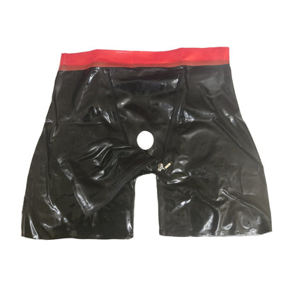 Latex Long Shorts mit Doppel-Reißverschluss/Innenbeutel